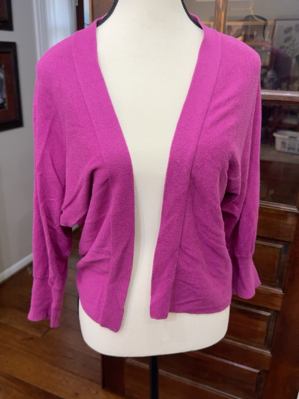 Cabi Pink Fuchsia Dolman Sleeve Open Cardigan Sweater Size S